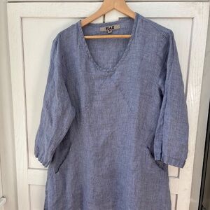 FLAX Designs Tunic Top Medium Blue EUC